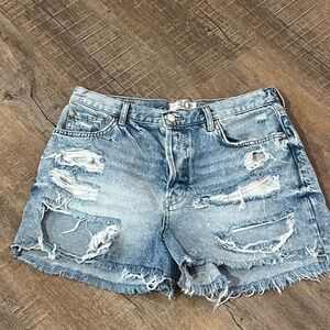 We The Free Light Blue Distressed Jean Shorts woman’s 30 free people